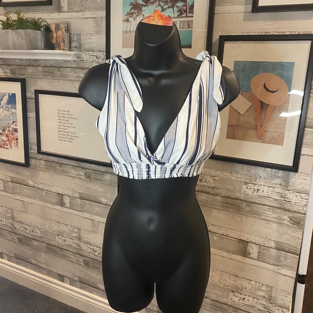 Lottie Miss Striped Crop Tie Tank